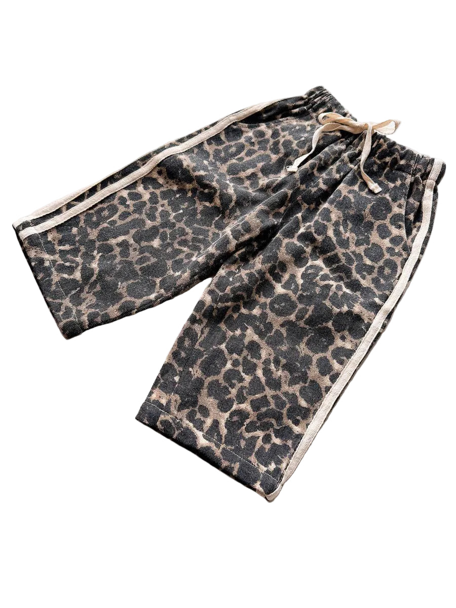 Freckles The Label Little Cub Denim Track Pants | Leopard Racer