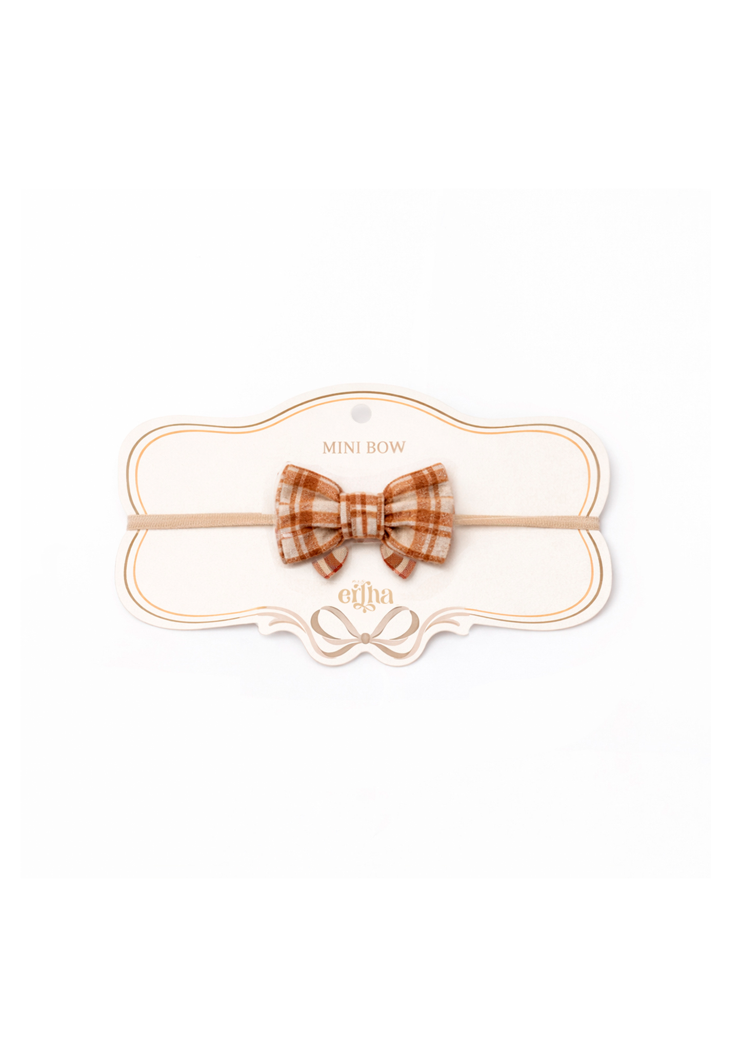 Mrs Ertha Little Bow Headband Honey Plaid