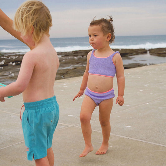 Golden Child Crinkle Bikini - Lilac & Pink