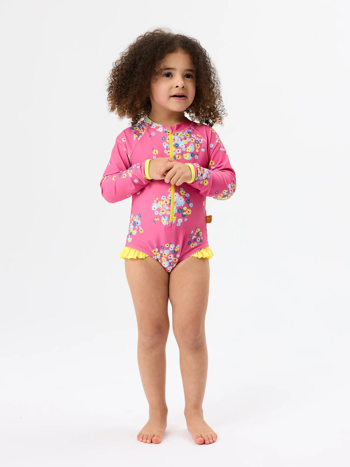 Goldie + Ace Floral Long Sleeve Frill Swimsuit
