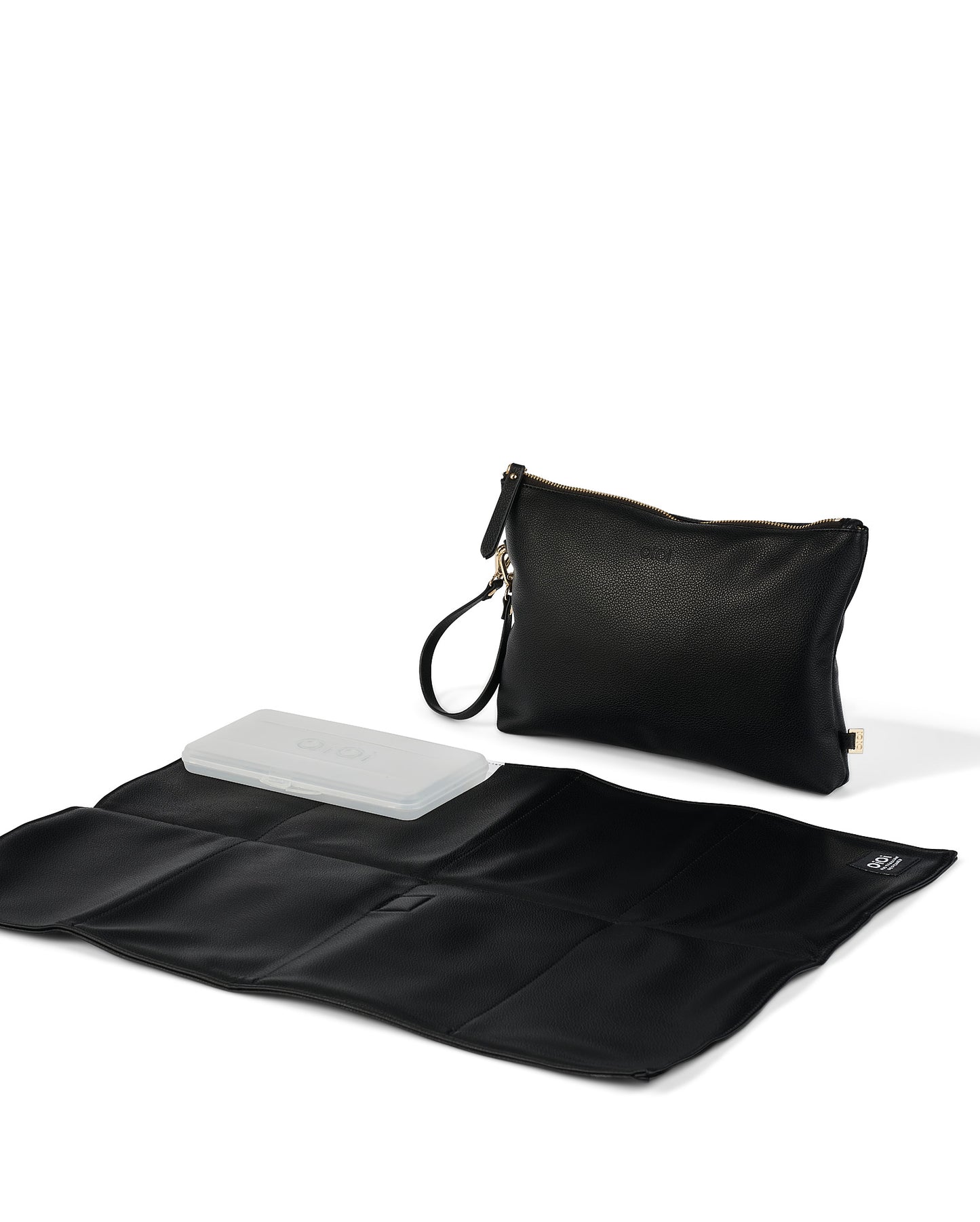 OiOi Nappy Changing Pouch Black Faux Leather