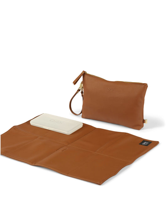 OiOi Nappy Changing Pouch Chestnut Brown Vegan Leather