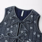 Rylee + Cru Denim Vest Heart Ditsy