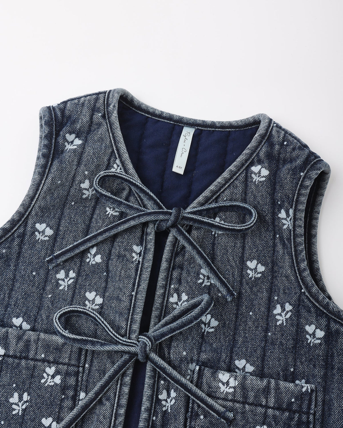 Rylee + Cru Denim Vest Heart Ditsy