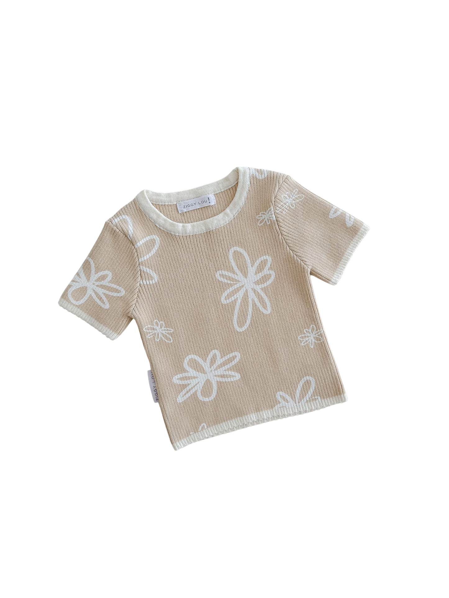 Ziggy Lou Ribbed Tee Gia Latte