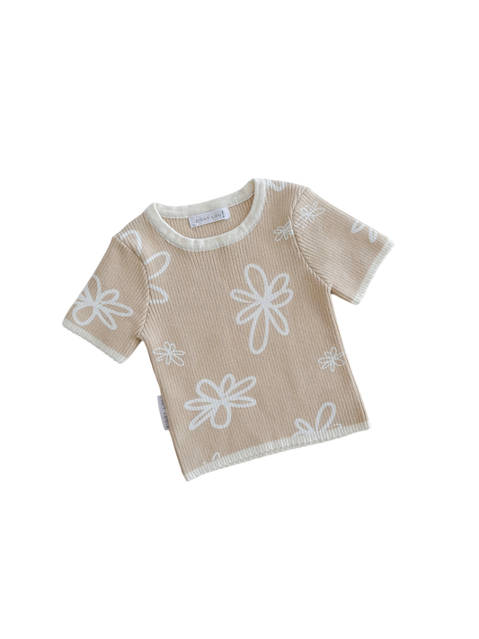 Ziggy Lou Ribbed Tee Gia Latte