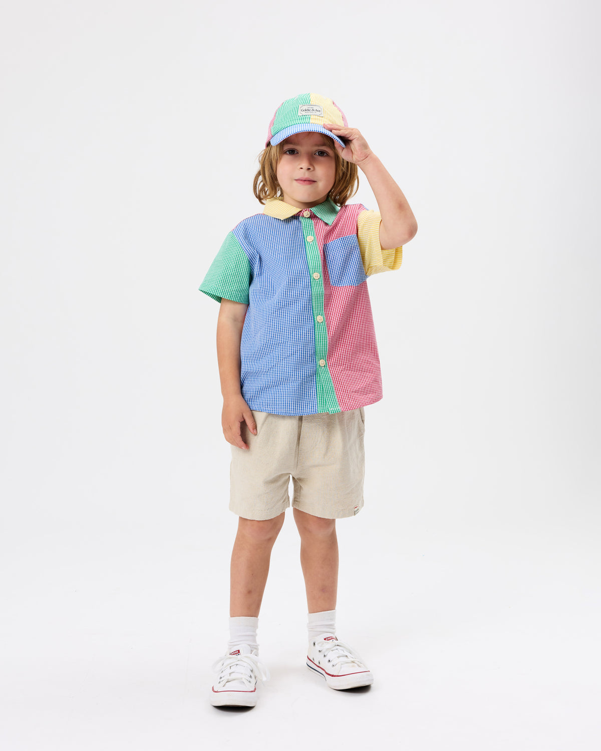 Goldie + Ace Gingham Colour Block Holiday Shirt