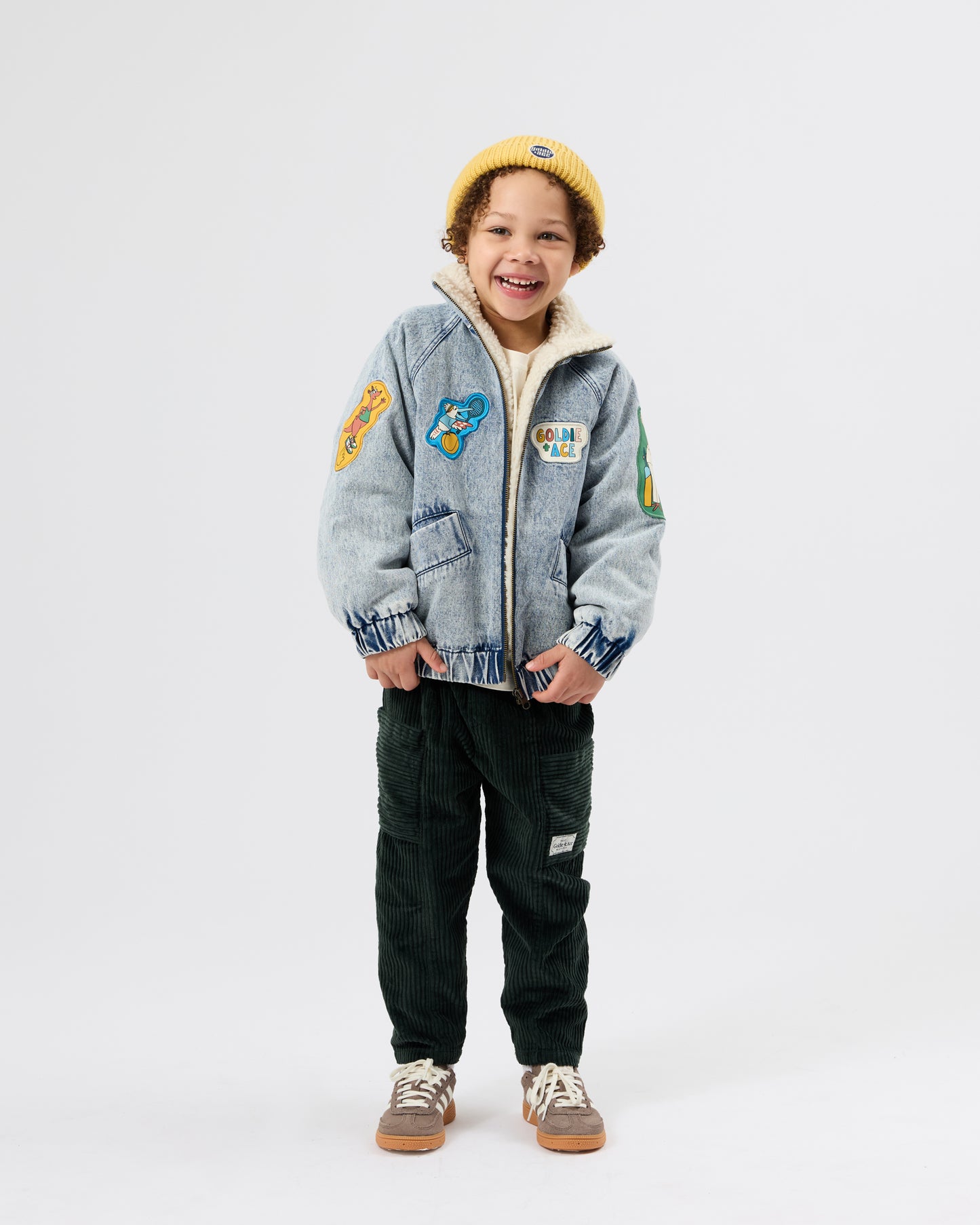 Goldie + Ace Ari Denim Sherpa Jacket Blue Denim