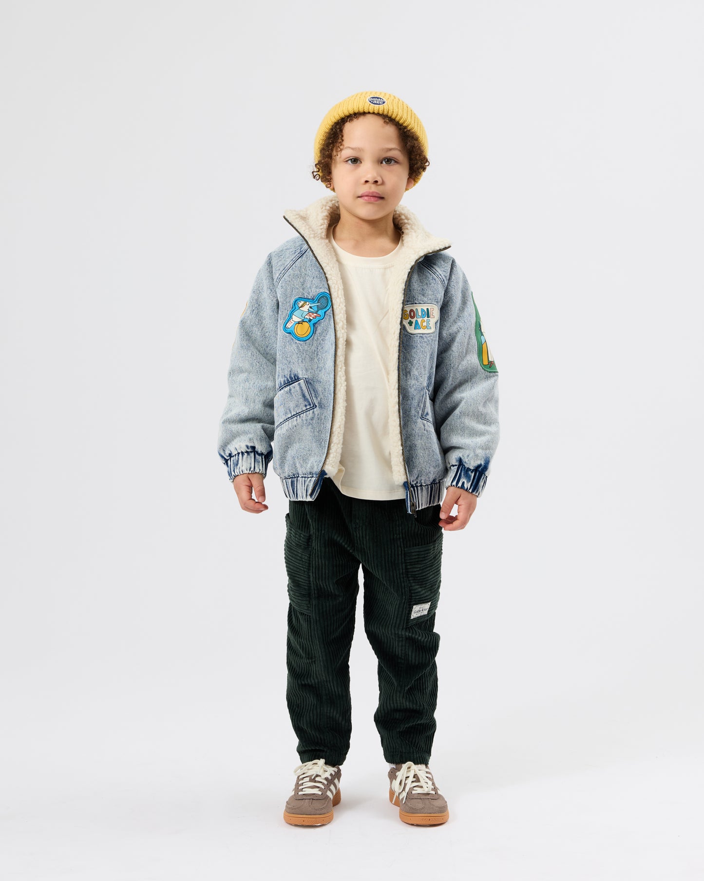 Goldie + Ace Ari Denim Sherpa Jacket Blue Denim