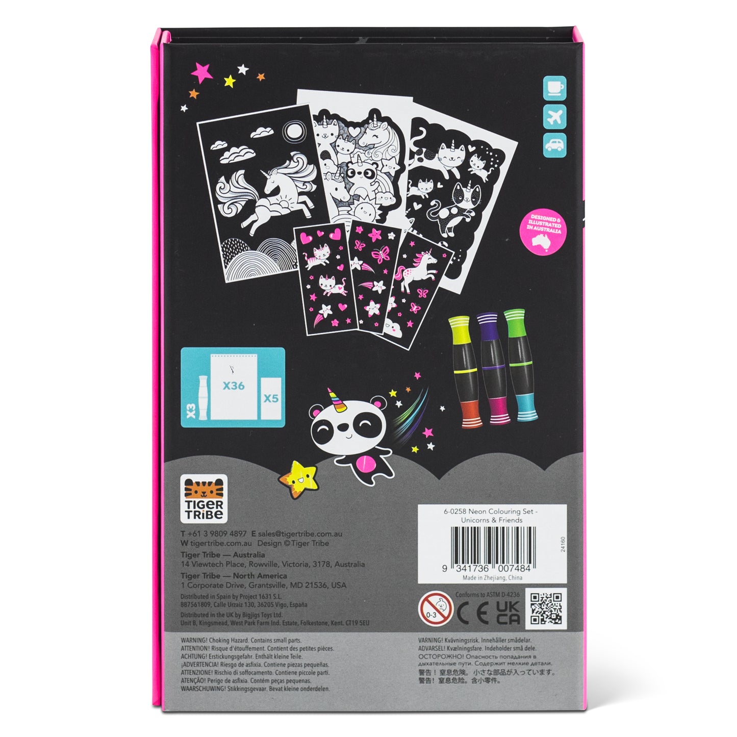 Tiger Tribe Neon Colouring Set Unicorns and Friends