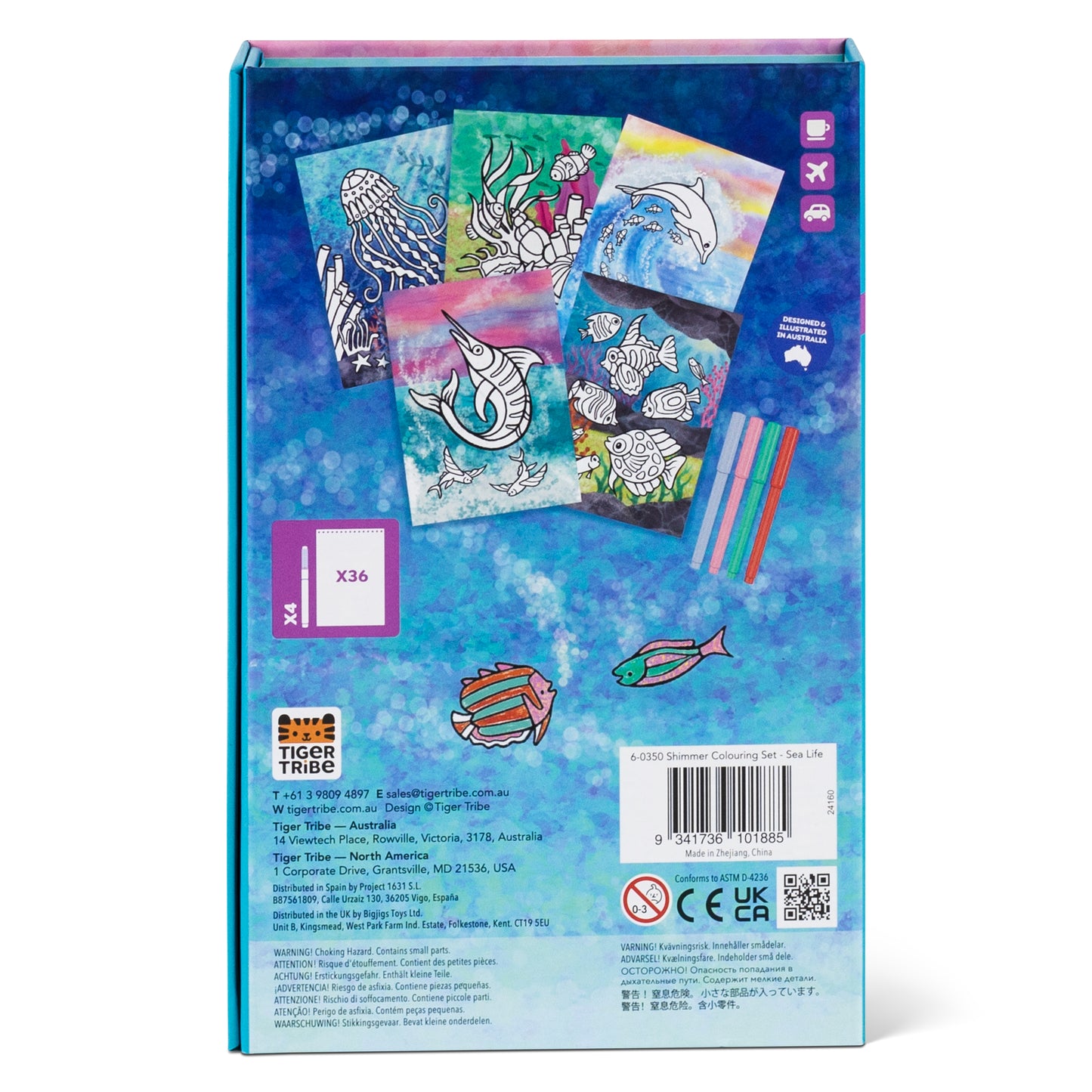 Tiger Tribe Shimmer Colouring Set Sea Life