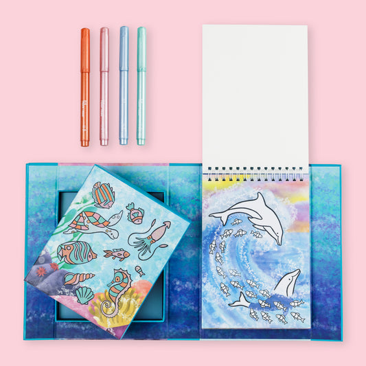 Tiger Tribe Shimmer Colouring Set Sea Life