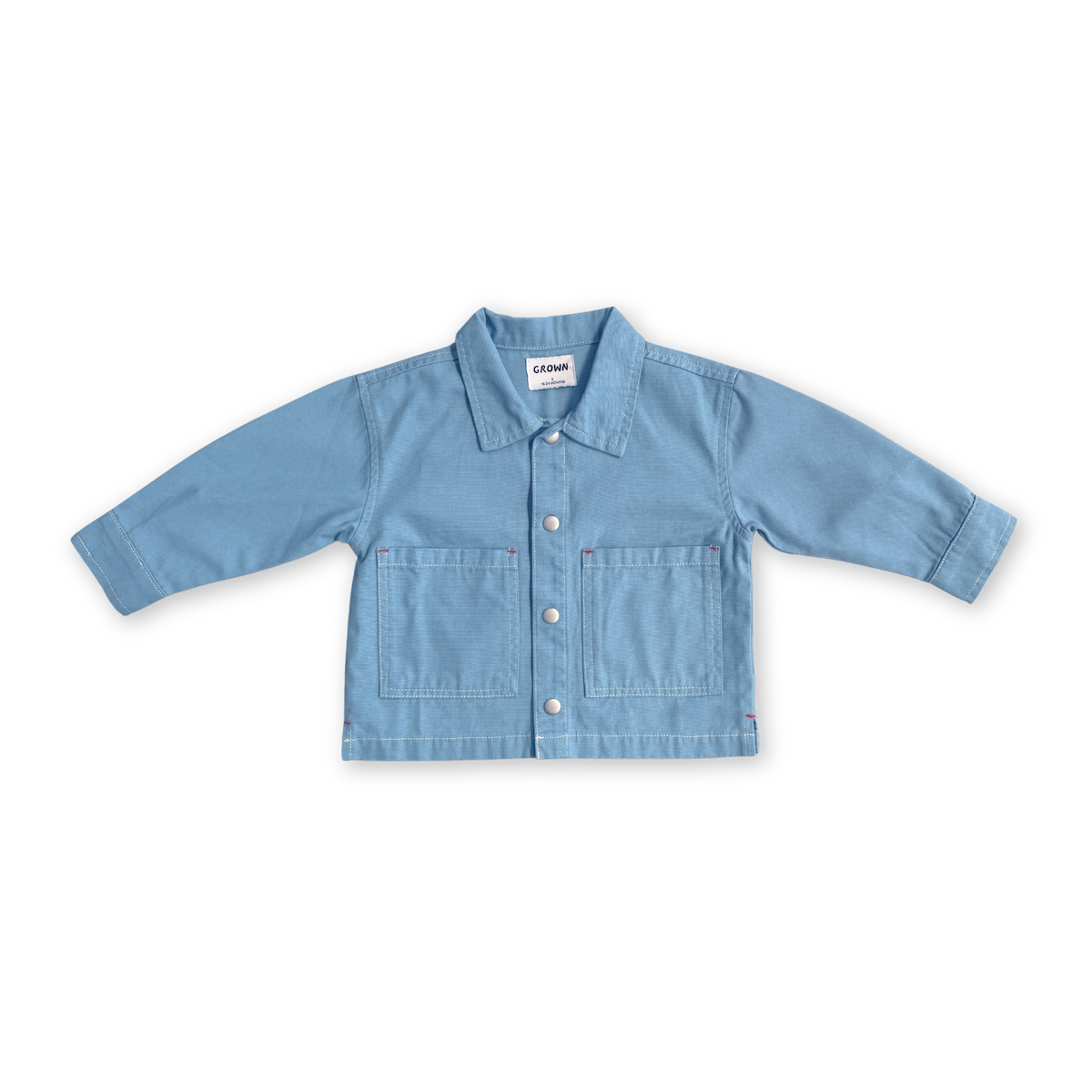 Grown Organic Canvas Utility Shirt Jacket - Duck Egg