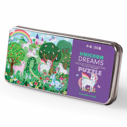 Crocodile Creek 50 Piece Tin Puzzle Unicorn Dreams