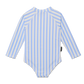 Crywolf Long Sleeve Swimsuit Sky Blue Stripe