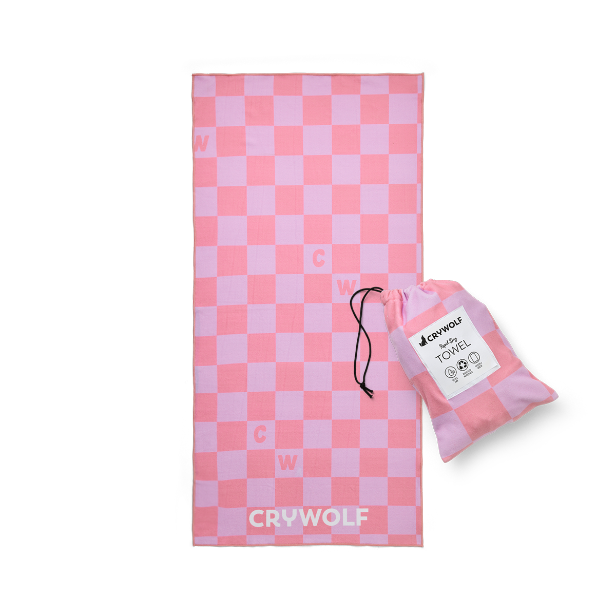 Crywolf Rapid Dry Towel Flamingo Check