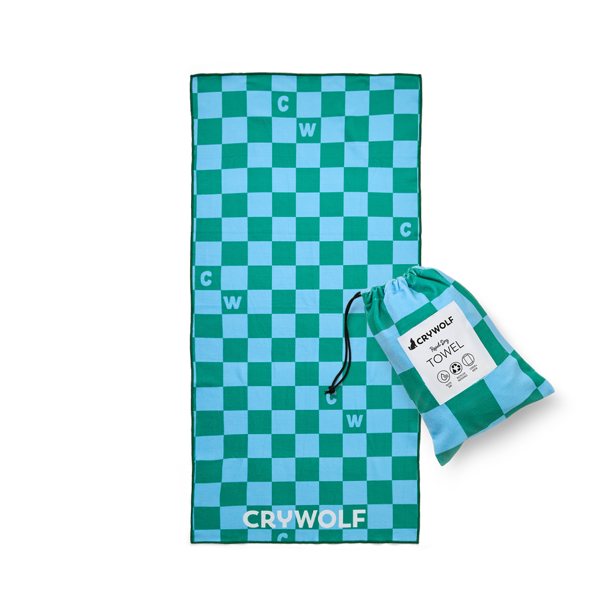 Crywolf Rapid Dry Towel Sea Green Check