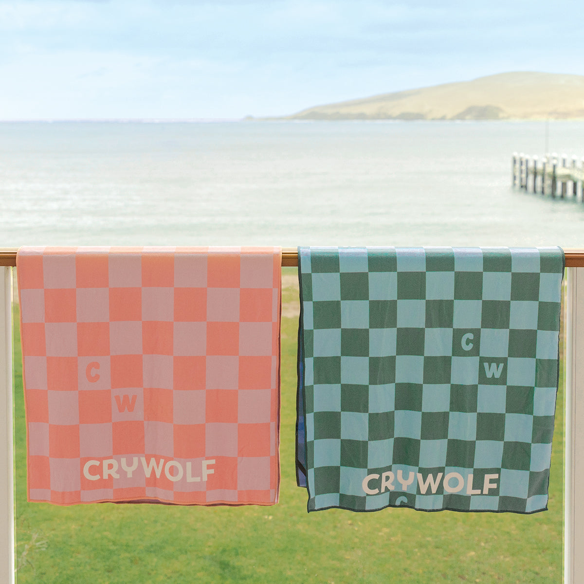 Crywolf Rapid Dry Towel Sea Green Check