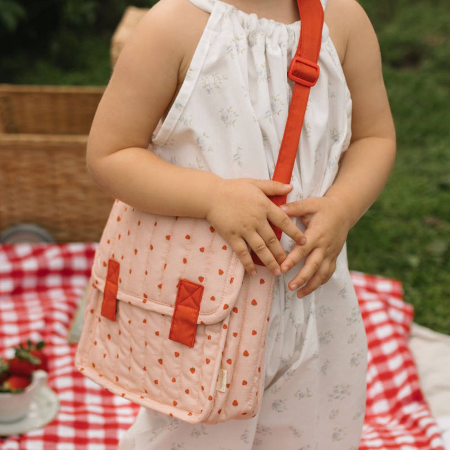 Olli Ella Carrie Convertible Changing Bag and Mat Strawberry