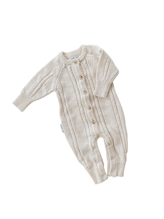 Ziggy Lou Classic Knit Romper Biscotti Fleck