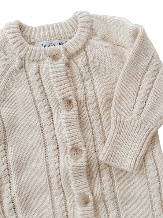 Ziggy Lou Classic Knit Romper Biscotti Fleck