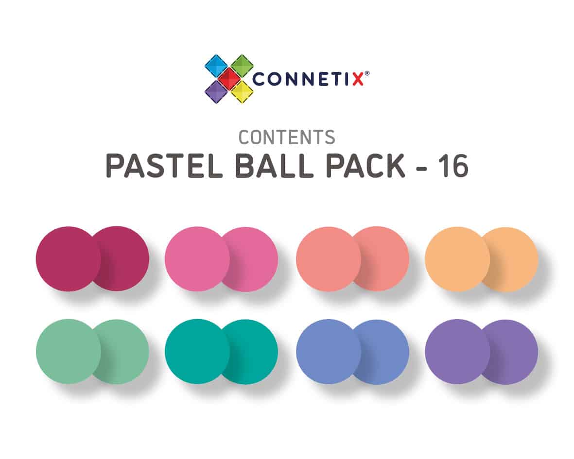 Connetix Tiles Pastel 16 Piece Replacement Balls