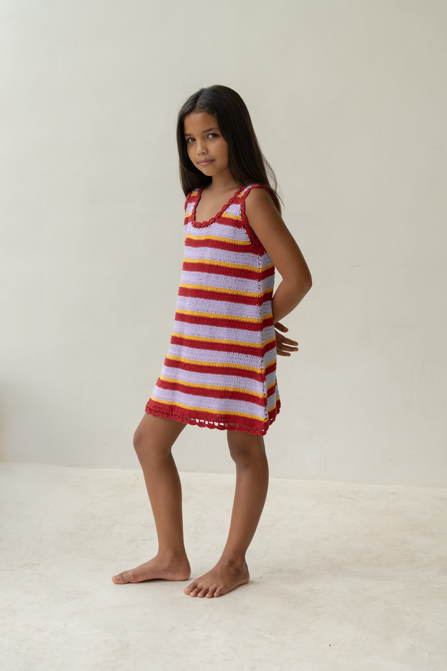 Illoura The Label Crochet Mini Dress Sunset Stripe