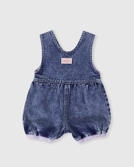 Goldie + Ace Nina Pastel Petals Denim Romper Dark Denim