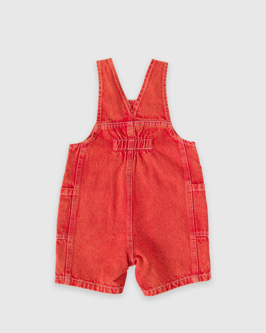 Goldie + Ace James Vintage Washed Denim Pocket Overalls Apple Red