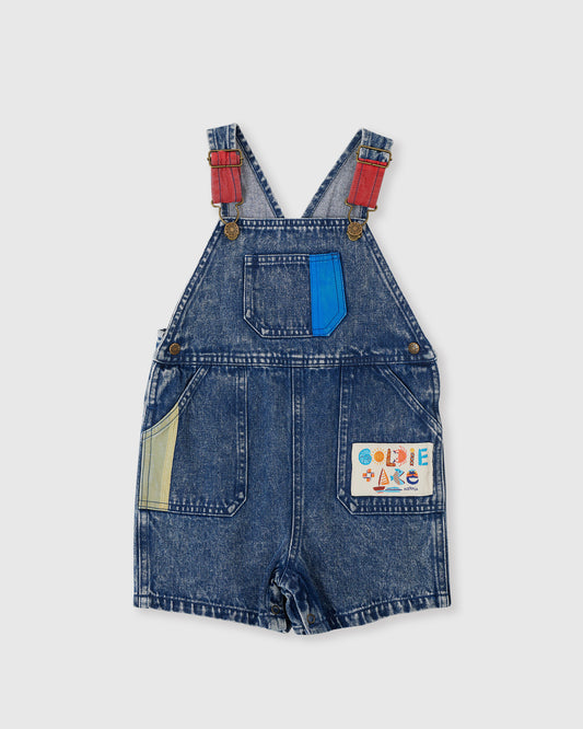 Goldie + Ace Primary Pop Burton Denim Overalls Dark Denim