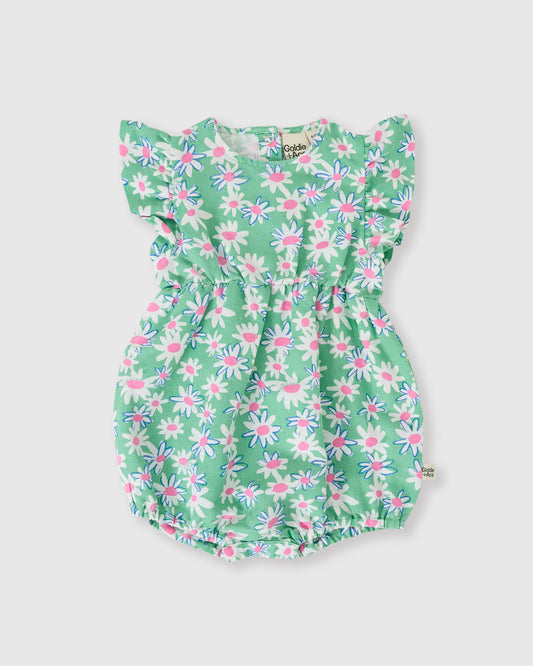 Goldie + Ace Daisy Patch Lani Romper Moss