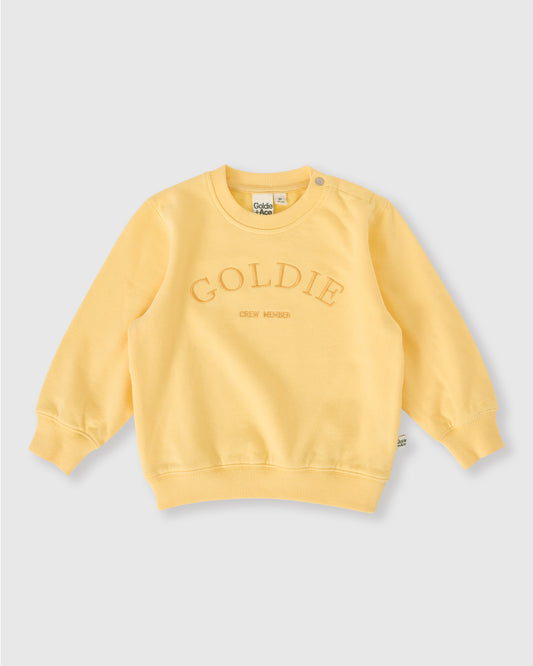 Goldie + Ace Goldie Crew Embroidered Sweater Lemon