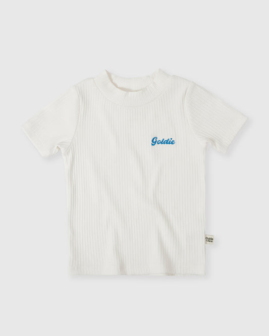 Goldie + Ace Embroidered Rib T-Shirt White