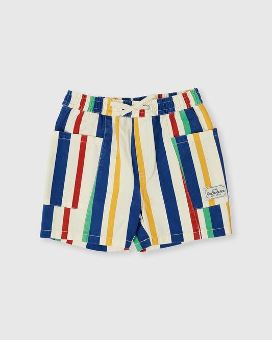 Goldie + Ace 90’s Bold Stripe Noah Denim Pocket Shorts
