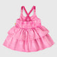 Goldie + Ace Saskia Denim Frill Pinafore Dress Pink Lemonade