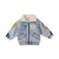 Goldie + Ace Ari Denim Sherpa Jacket Blue Denim