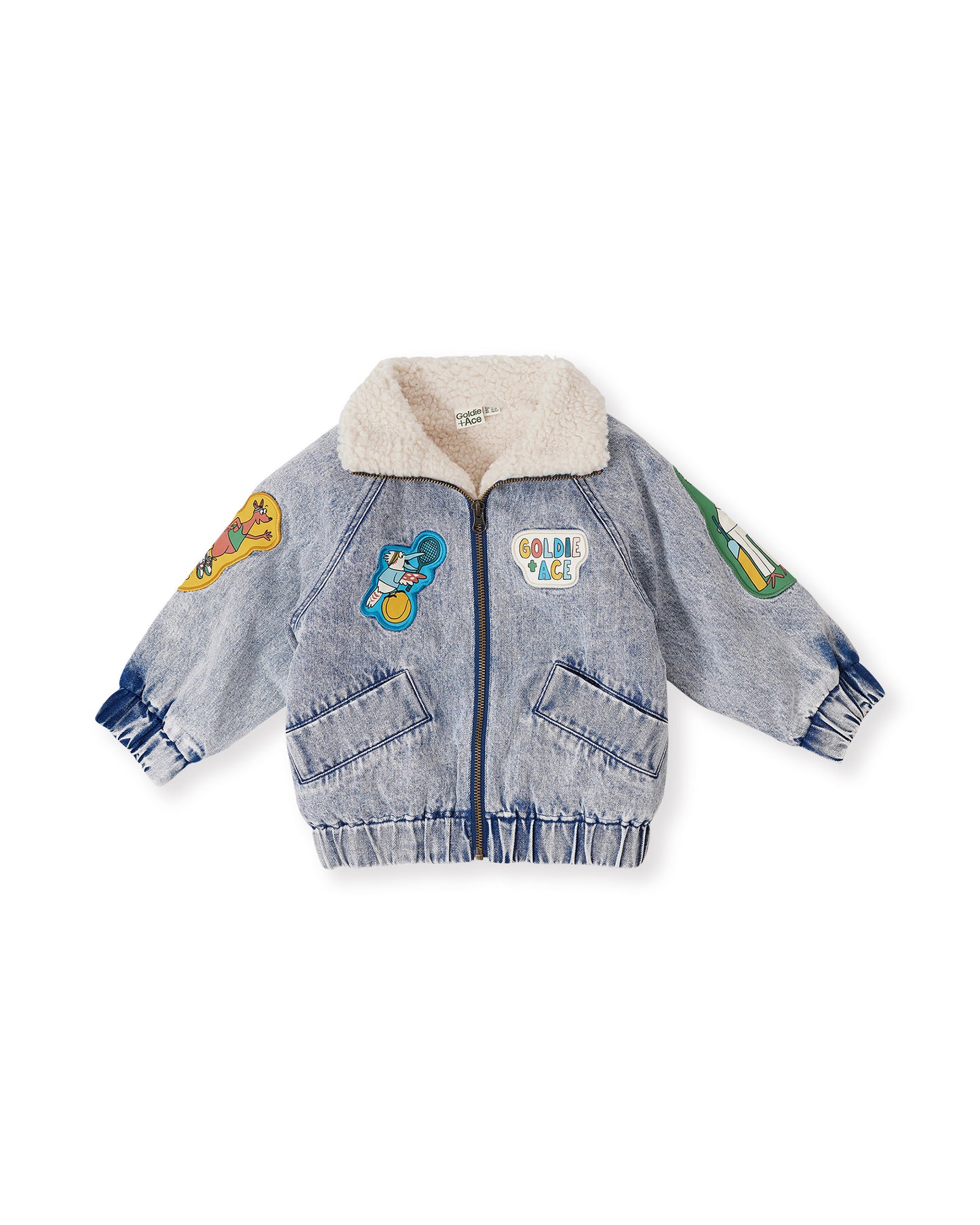 Goldie + Ace Ari Denim Sherpa Jacket Blue Denim
