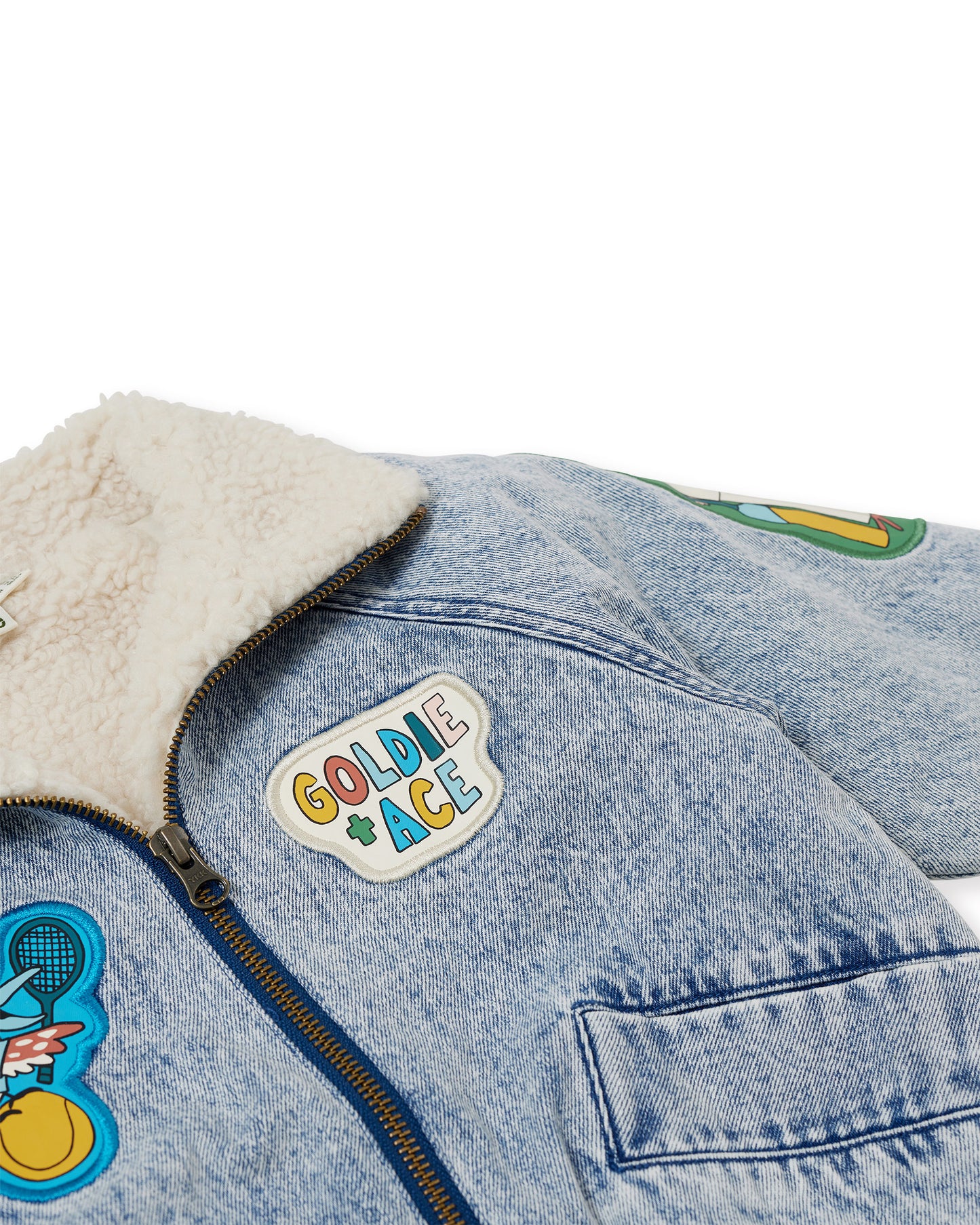 Goldie + Ace Ari Denim Sherpa Jacket Blue Denim