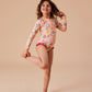 Goldie + Ace Fruit Salad Long Sleeve Swimsuit Peach Multi