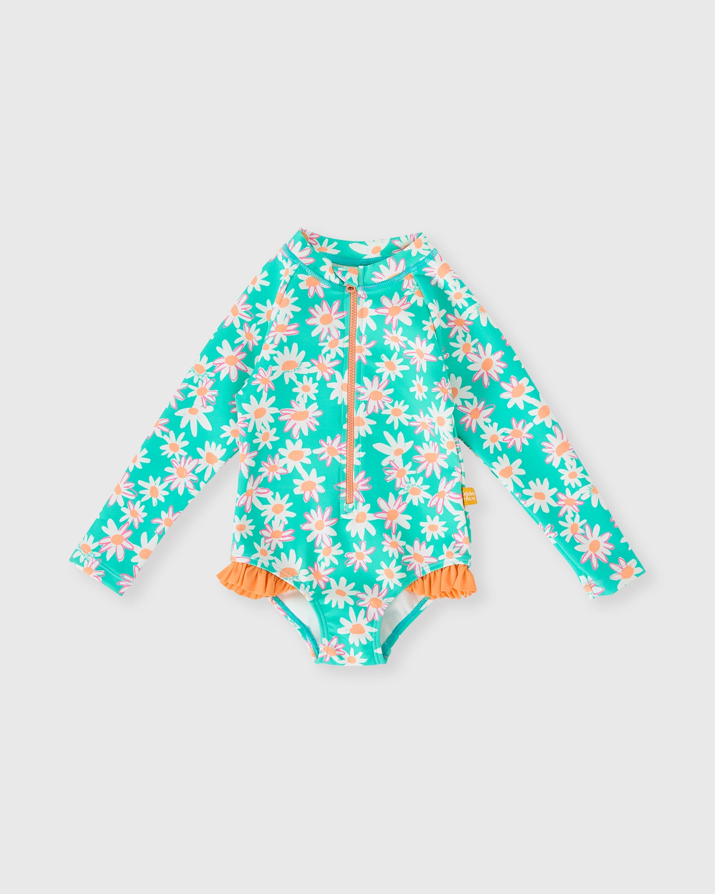 Goldie + Ace Daisy Patch Long Sleeve Frill Swimsuit