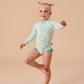 Goldie + Ace Daisy Delight Long Sleeve Swimsuit Lagoon