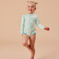 Goldie + Ace Daisy Delight Long Sleeve Swimsuit Lagoon