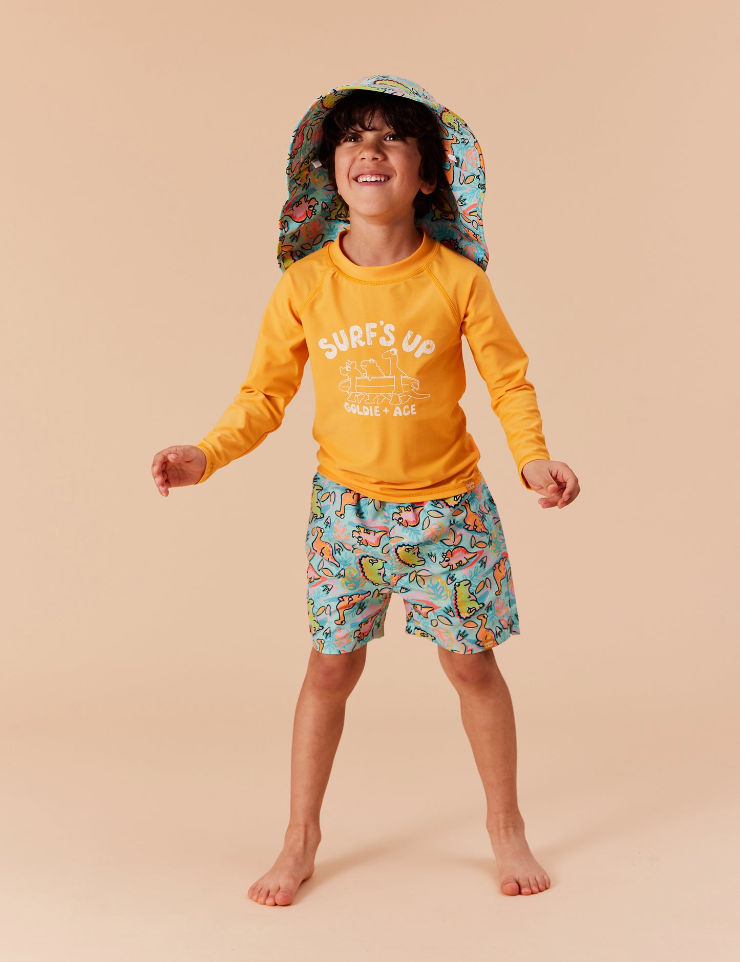 Goldie + Ace Dino Jungle Board Shorts Sea Foam