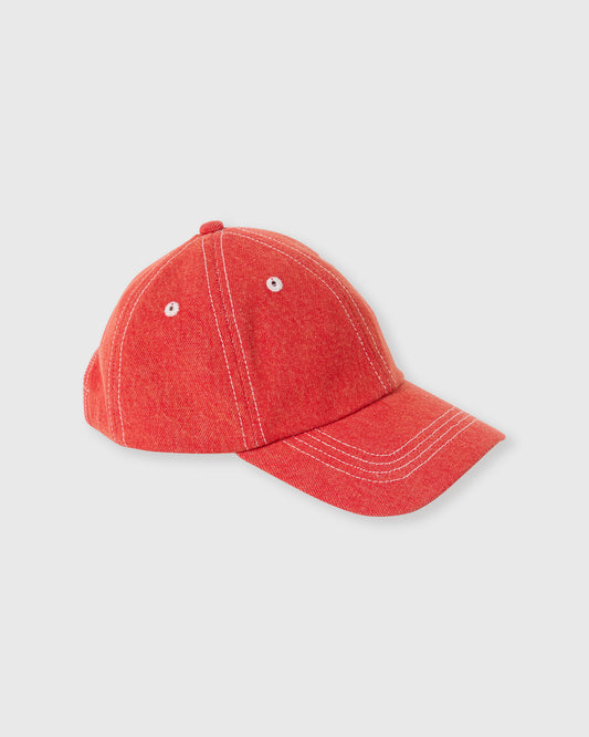 Goldie + Ace Tate Embroidered Denim Cap Apple Red