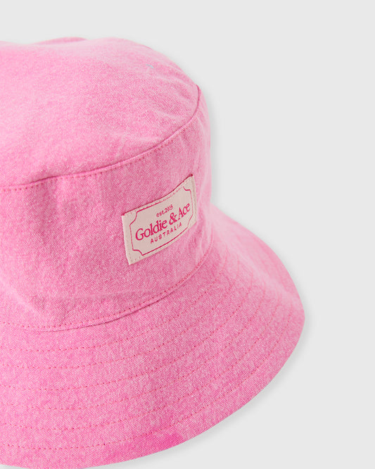 Goldie + Ace Denim Bucket Hat Pink Lemonade