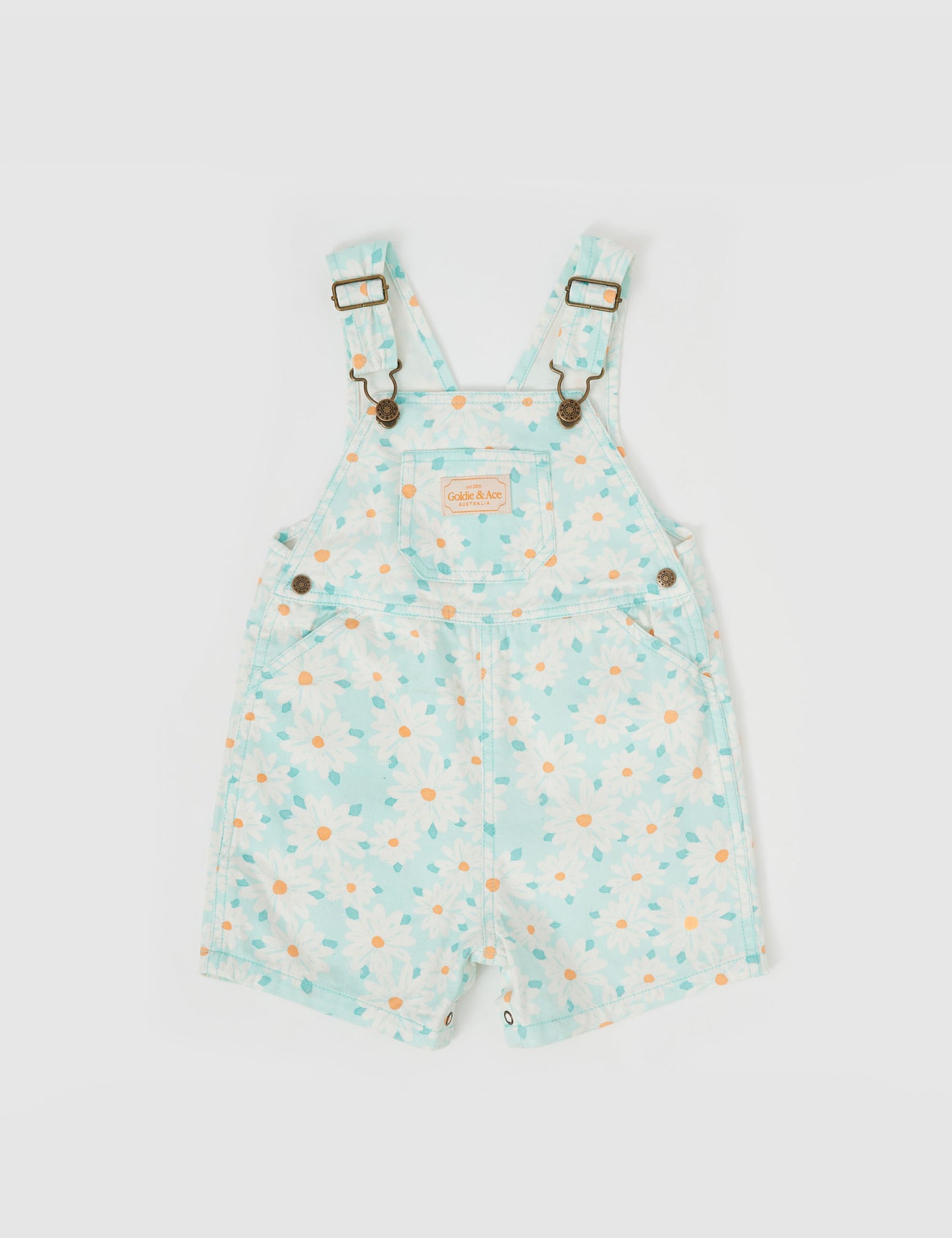 Goldie + Ace Burton Daisy Delight Denim Overalls Lagoon