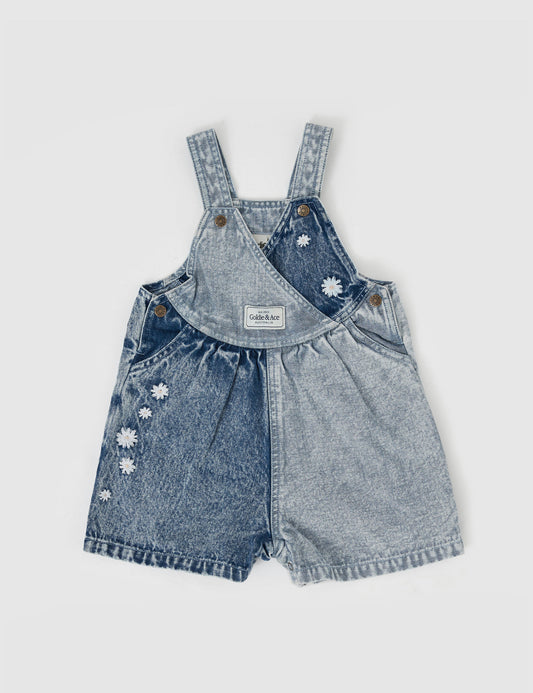 Goldie + Ace Macy Crossover Denim Shortalls Daisy Sprinkles