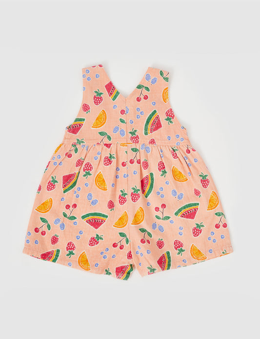 Goldie + Ace Sara Linen Shortalls Fruit Salak Peach Multi