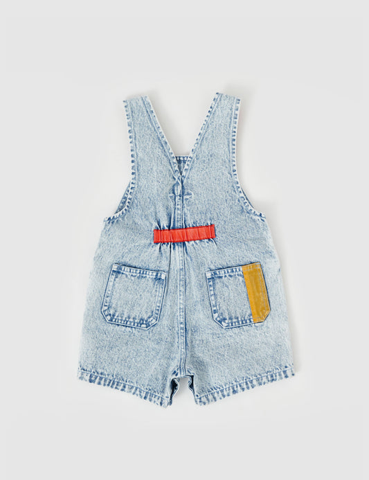 Goldie + Ace Burton Colour Pop Cargo Denim Overall Light Denim