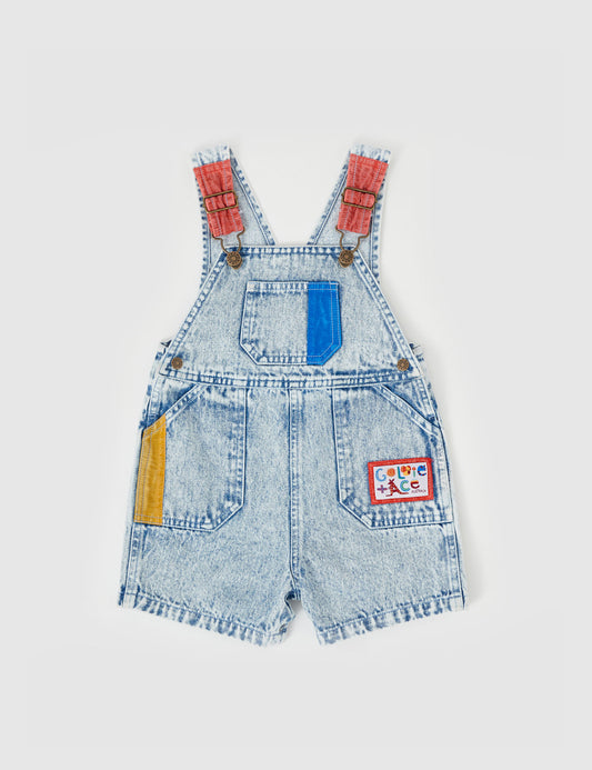 Goldie + Ace Burton Colour Pop Cargo Denim Overall Light Denim